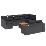Casa si Gradina - Gradina si terasa - Mobilier exterior - Seturi mobila gradina - Set canapele de gradina cu perne, 10 piese, negru, poliratan - Infinity.ro