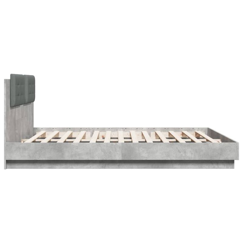 Casa si Gradina - Mobilier - Paturi si accesorii - Paturi - Cadru de pat cu tablie si lumini LED, gri beton, 200x200 cm - Infinity.ro