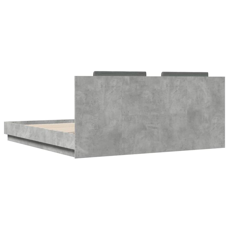 Casa si Gradina - Mobilier - Paturi si accesorii - Paturi - Cadru de pat cu tablie si lumini LED, gri beton, 200x200 cm - Infinity.ro