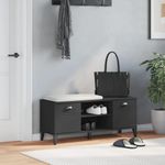 Casa si Gradina - Mobilier - Organizare si depozitare - Organizator incaltaminte - Banca de pantofi „VIKEN”, negru, 106x35x45 cm, lemn masiv pin - Infinity.ro