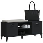 Casa si Gradina - Mobilier - Organizare si depozitare - Organizator incaltaminte - Banca de pantofi „VIKEN”, negru, 106x35x45 cm, lemn masiv pin - Infinity.ro
