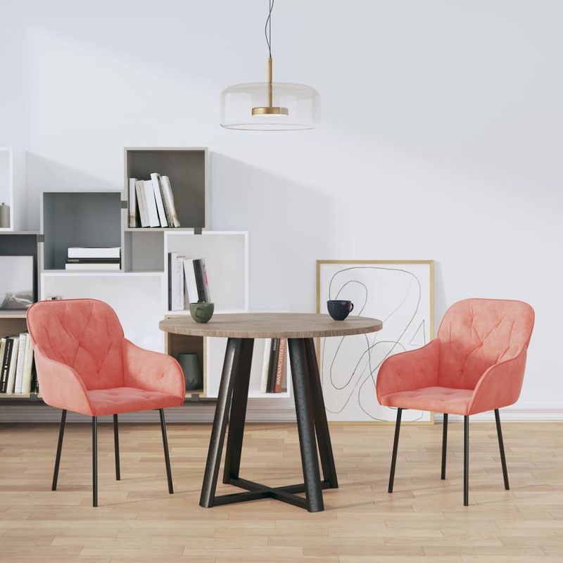 Casa si Gradina - Mobilier - Scaune si fotolii - Scaune - Scaune de bucatarie, 2 buc., roz, catifea - Infinity.ro