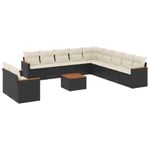 Casa si Gradina - Gradina si terasa - Mobilier exterior - Seturi mobila gradina - Set canapele de gradina, 12 piese, cu perne, negru, poliratan - Infinity.ro