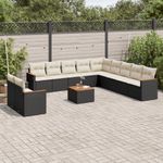 Casa si Gradina - Gradina si terasa - Mobilier exterior - Seturi mobila gradina - Set canapele de gradina, 12 piese, cu perne, negru, poliratan - Infinity.ro