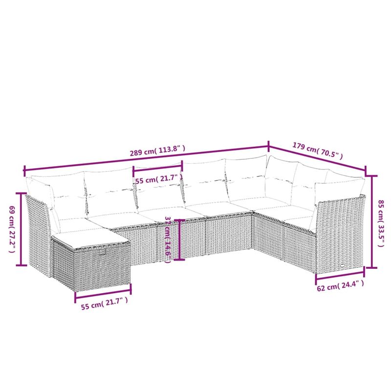 Casa si Gradina - Gradina si terasa - Mobilier exterior - Seturi mobila gradina - Set canapele de gradina, 8 piese, cu perne, bej, poliratan - Infinity.ro