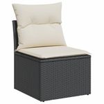Casa si Gradina - Gradina si terasa - Mobilier exterior - Canapele si fotolii gradina - Canapea de gradina fara cotiere, cu perne, negru, poliratan - Infinity.ro