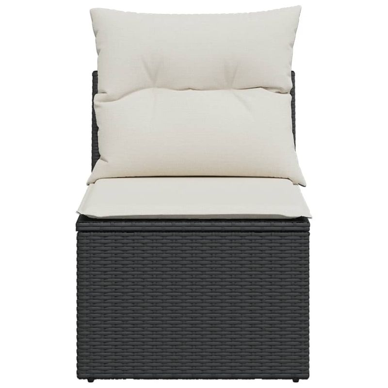 Casa si Gradina - Gradina si terasa - Mobilier exterior - Canapele si fotolii gradina - Canapea de gradina fara cotiere, cu perne, negru, poliratan - Infinity.ro