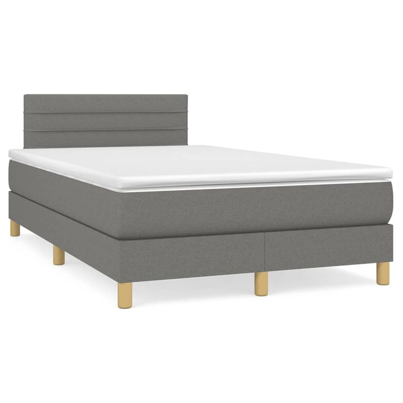 Casa si Gradina - Mobilier - Paturi si accesorii - Paturi - Pat cu arcuri, saltea si LED, gri inchis, 120x190 cm, textil - Infinity.ro