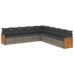 Casa si Gradina - Gradina si terasa - Mobilier exterior - Seturi mobila gradina - Set canapele de gradina, 9 piese, cu perne, gri, poliratan - Infinity.ro