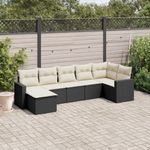 Casa si Gradina - Gradina si terasa - Mobilier exterior - Canapele si fotolii gradina - Set canapele de gradina cu perne, 7 piese, negru, poliratan - Infinity.ro