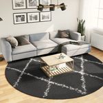 Casa si Gradina - Textile si covoare - Covoare - Covoare casa - Covor pufos cu fire inalte, negru si crem modern, Ø 280 cm - Infinity.ro