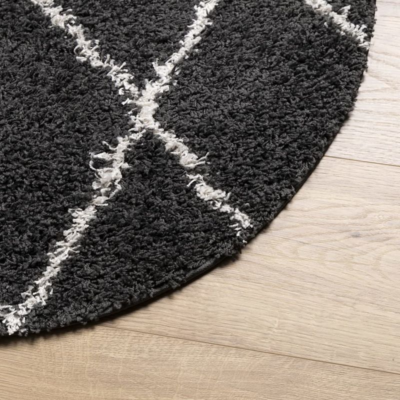Casa si Gradina - Textile si covoare - Covoare - Covoare casa - Covor pufos cu fire inalte, negru si crem modern, Ø 280 cm - Infinity.ro