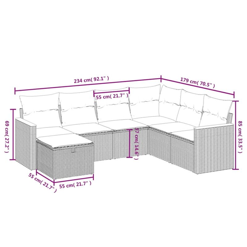 Casa si Gradina - Gradina si terasa - Mobilier exterior - Seturi mobila gradina - Set canapele de gradina, 7 piese, cu perne, gri, poliratan - Infinity.ro