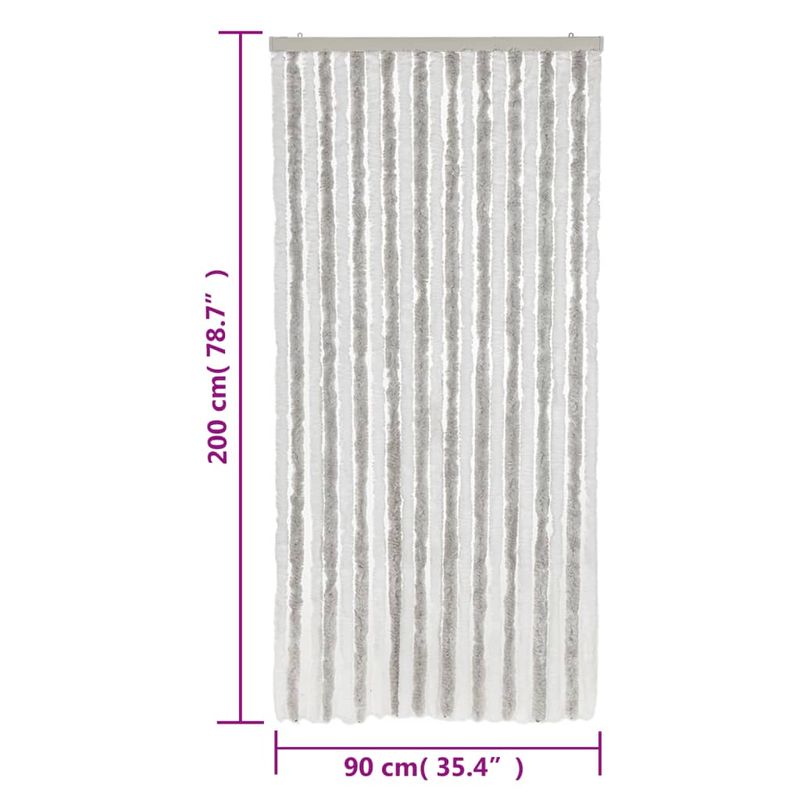 Casa si Gradina - Textile si covoare - Perdele si draperii - Perdele - Perdea pentru insecte, gri deschis si alb, 90x200 cm, chenille - Infinity.ro