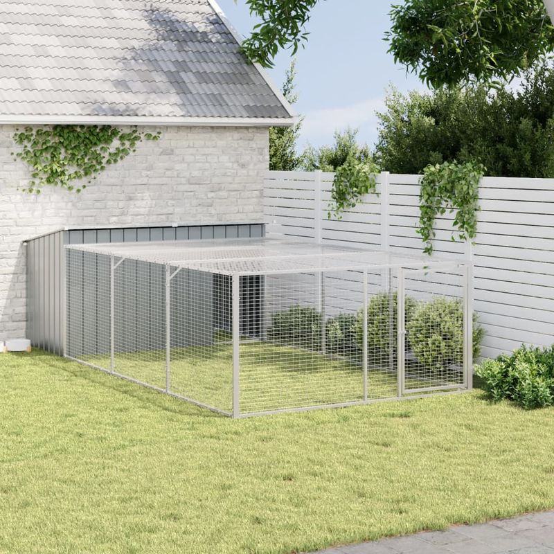 Petshop - Accesorii petshop - Culcusuri si custi - Custi interior si exterior - Cusca caine cu tarc antracit 197x396x110 cm otel galvanizat - Infinity.ro