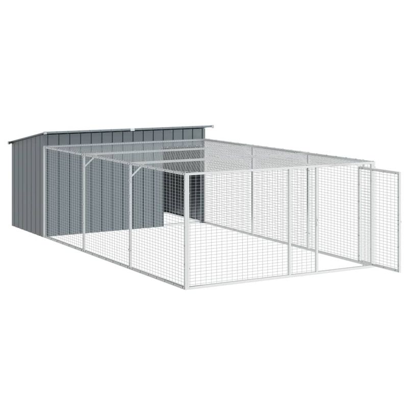 Petshop - Accesorii petshop - Culcusuri si custi - Custi interior si exterior - Cusca caine cu tarc antracit 197x396x110 cm otel galvanizat - Infinity.ro