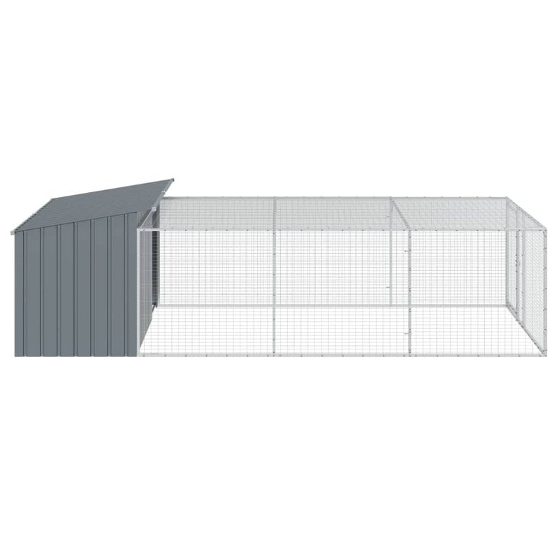 Petshop - Accesorii petshop - Culcusuri si custi - Custi interior si exterior - Cusca caine cu tarc antracit 197x396x110 cm otel galvanizat - Infinity.ro