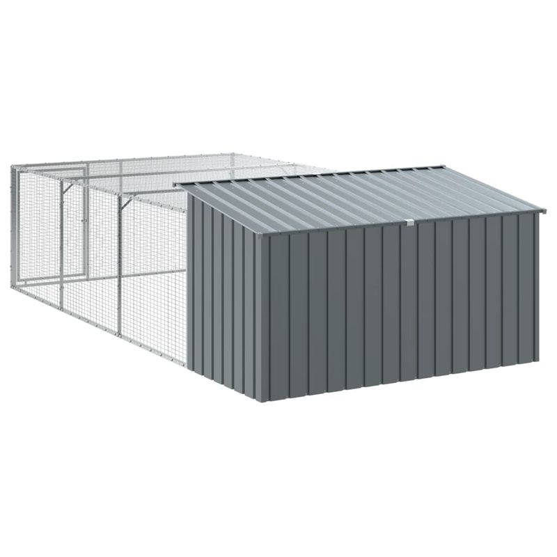 Petshop - Accesorii petshop - Culcusuri si custi - Custi interior si exterior - Cusca caine cu tarc antracit 197x396x110 cm otel galvanizat - Infinity.ro