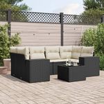 Casa si Gradina - Gradina si terasa - Mobilier exterior - Canapele si fotolii gradina - Set canapele de gradina cu perne, 7 piese, negru, poliratan - Infinity.ro