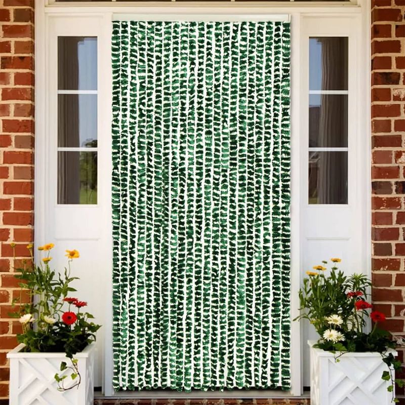 Casa si Gradina - Textile si covoare - Rulouri si jaluzele - Perdea pentru insecte, verde si alb, 100x200 cm, chenille - Infinity.ro