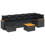 Casa si Gradina - Gradina si terasa - Mobilier exterior - Seturi mobila gradina - Set mobilier de gradina cu perne, 8 piese, negru, poliratan - Infinity.ro