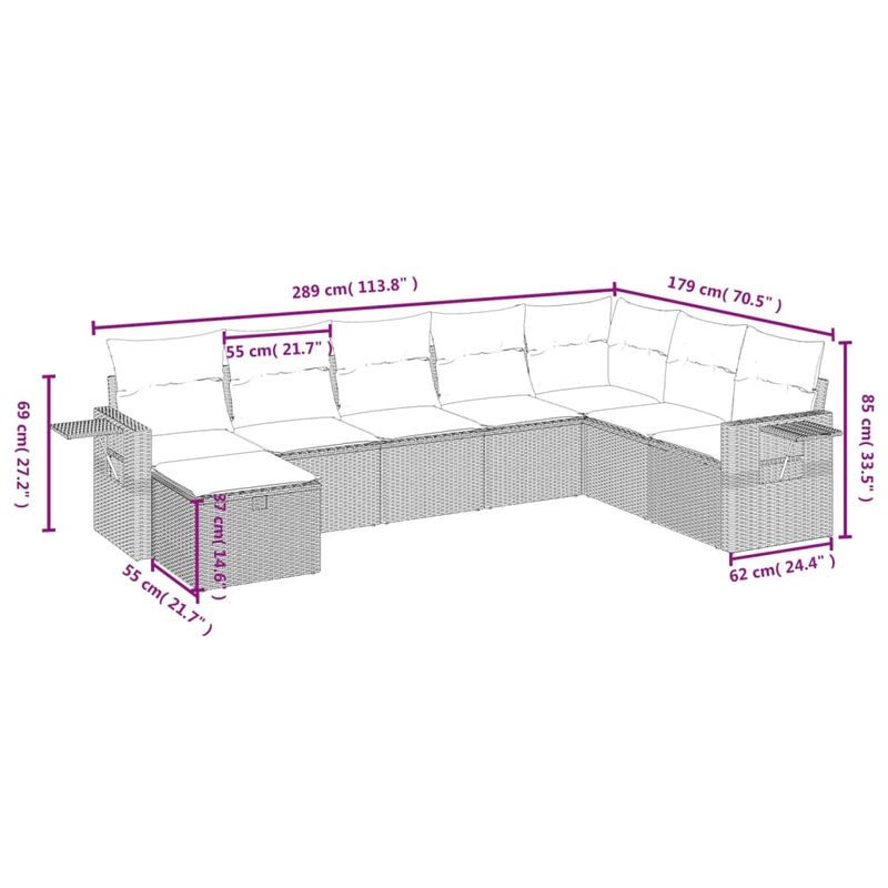 Casa si Gradina - Gradina si terasa - Mobilier exterior - Seturi mobila gradina - Set canapele de gradina, 8 piese, cu perne, bej, poliratan - Infinity.ro