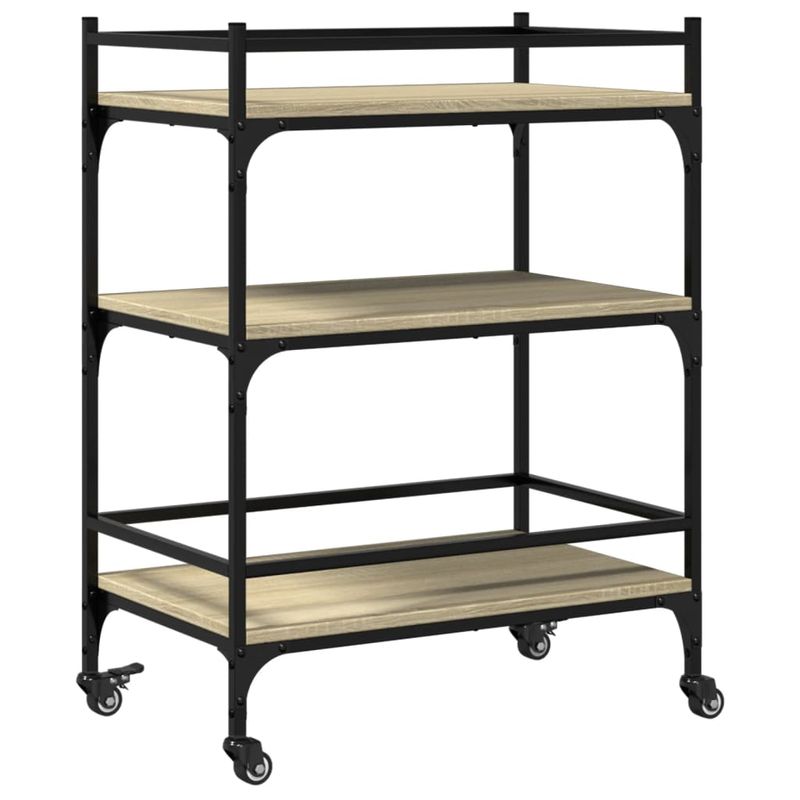 Casa si Gradina - Bucatarie si vesela - Ustensile bucatarie - Cosuri servire - Carucior de bucatarie, stejar sonoma, 65x40x86,5 cm, lemn - Infinity.ro