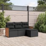 Casa si Gradina - Gradina si terasa - Mobilier exterior - Seturi mobila gradina - Set mobilier de gradina cu perne, 4 piese, negru, poliratan - Infinity.ro