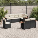 Casa si Gradina - Gradina si terasa - Mobilier exterior - Seturi mobila gradina - Set mobilier de gradina cu perne, 8 piese, negru, poliratan - Infinity.ro