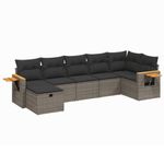 Casa si Gradina - Gradina si terasa - Mobilier exterior - Seturi mobila gradina - Set canapele de gradina, 7 piese, cu perne, gri, poliratan - Infinity.ro