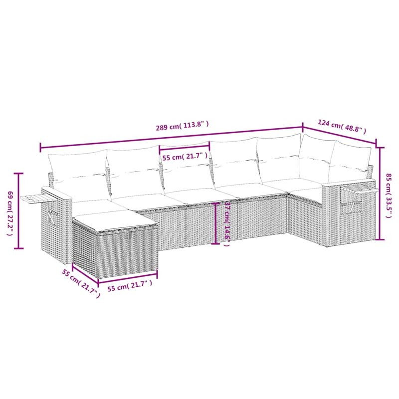 Casa si Gradina - Gradina si terasa - Mobilier exterior - Seturi mobila gradina - Set canapele de gradina, 7 piese, cu perne, gri, poliratan - Infinity.ro