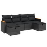 Casa si Gradina - Gradina si terasa - Mobilier exterior - Seturi mobila gradina - Set mobilier de gradina cu perne, 6 piese, negru, poliratan - Infinity.ro