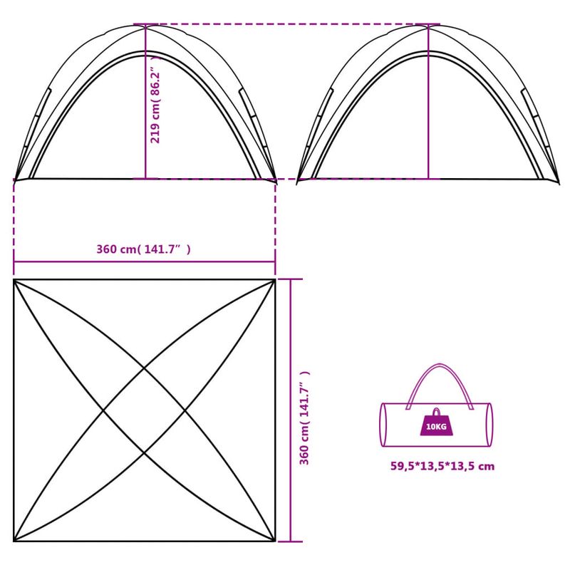 Sport si Outdoor - Camping - Corturi camping - Cort de petrecere, alb, 360x360x219 cm, tafta 190T - Infinity.ro
