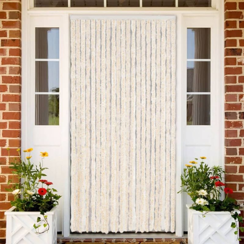 Casa si Gradina - Textile si covoare - Perdele si draperii - Perdele - Perdea pentru insecte, bej si alb, 100x230 cm, chenille - Infinity.ro