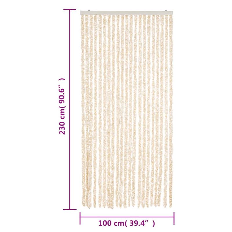 Casa si Gradina - Textile si covoare - Perdele si draperii - Perdele - Perdea pentru insecte, bej si alb, 100x230 cm, chenille - Infinity.ro