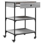 Casa si Gradina - Bucatarie si vesela - Ustensile bucatarie - Cosuri servire - Carucior de bucatarie, gri sonoma, 60x48x89,5cm, lemn prelucrat - Infinity.ro