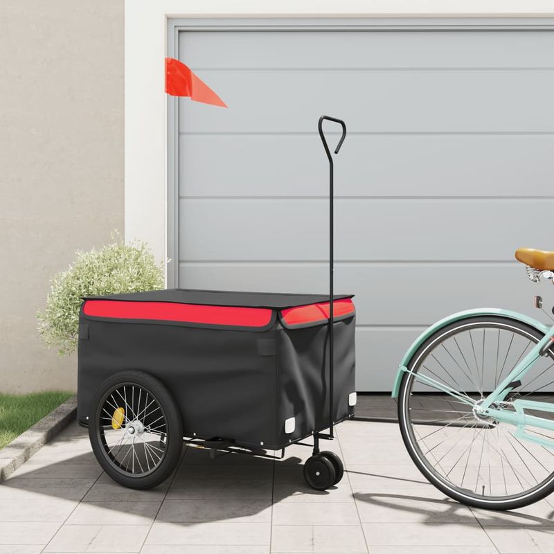 Sport si Outdoor/Ciclism/Accesorii pentru biciclete/Remorci biciclete - Remorca pentru biciclete, negru si rosu, 45 kg, fier - Infinity.ro