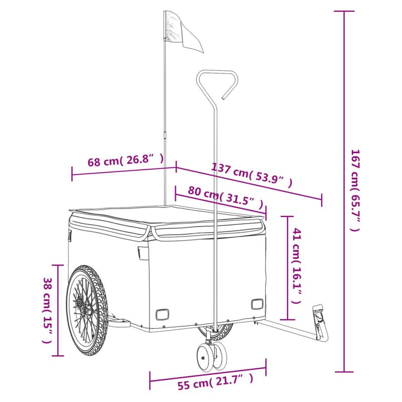 Sport si Outdoor/Ciclism/Accesorii pentru biciclete/Remorci biciclete - Remorca pentru biciclete, negru si rosu, 45 kg, fier - Infinity.ro