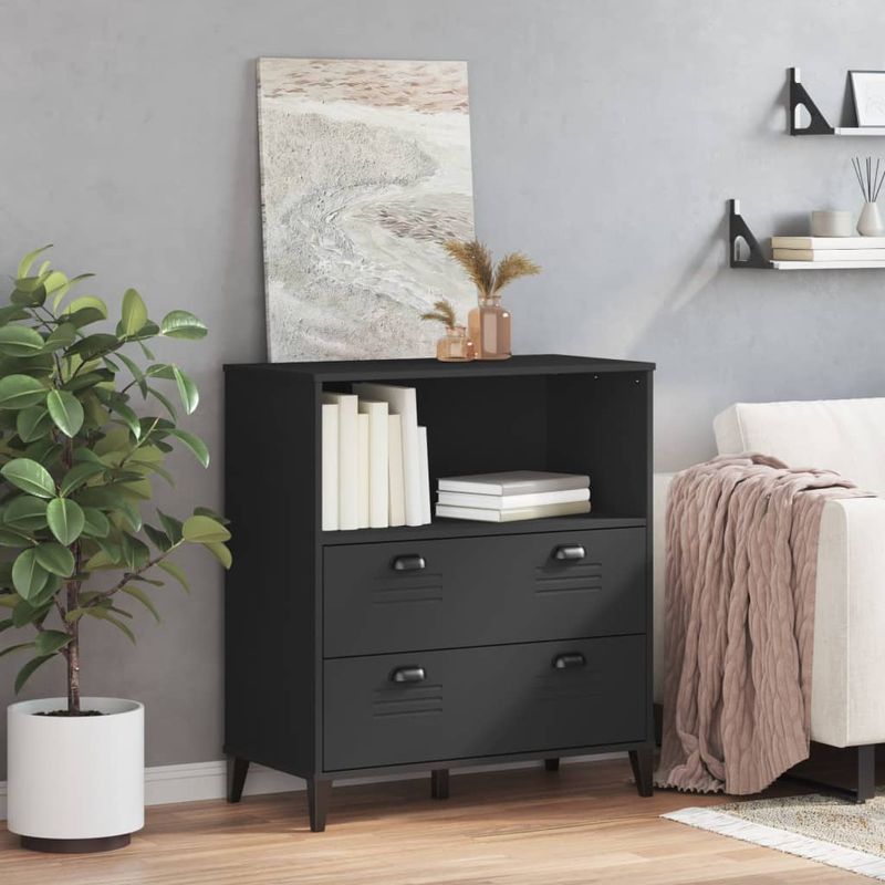 Casa si Gradina - Mobilier - Biblioteci si rafturi - Biblioteci - Biblioteca „VIKEN”, negru, 80x40x90 cm, lemn masiv de pin - Infinity.ro