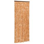 Casa si Gradina - Textile si covoare - Perdele si draperii - Perdele - Perdea pentru insecte, ocru si alb, 100x200 cm, chenille - Infinity.ro