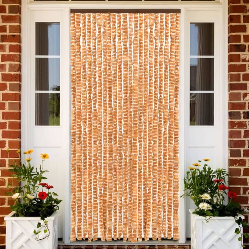 Casa si Gradina - Textile si covoare - Perdele si draperii - Perdele - Perdea pentru insecte, ocru si alb, 100x200 cm, chenille - Infinity.ro