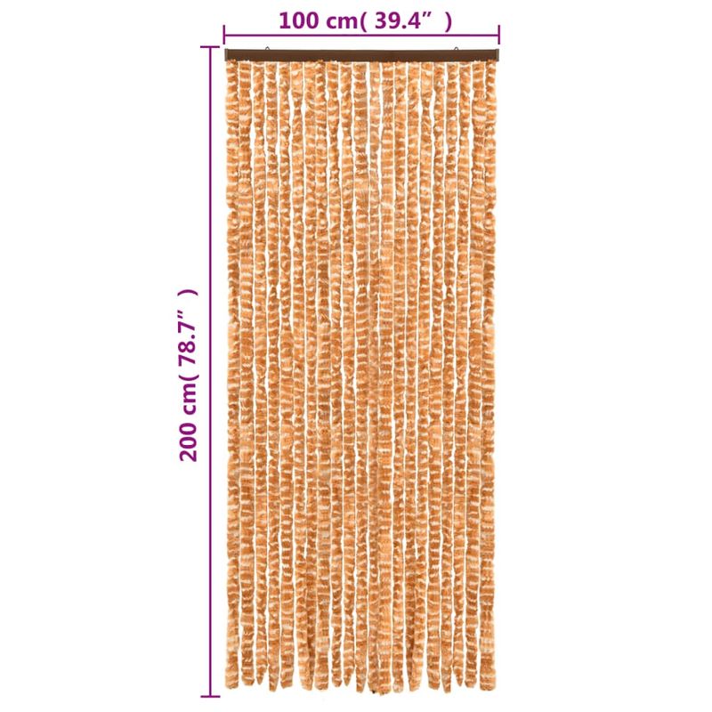 Casa si Gradina - Textile si covoare - Perdele si draperii - Perdele - Perdea pentru insecte, ocru si alb, 100x200 cm, chenille - Infinity.ro