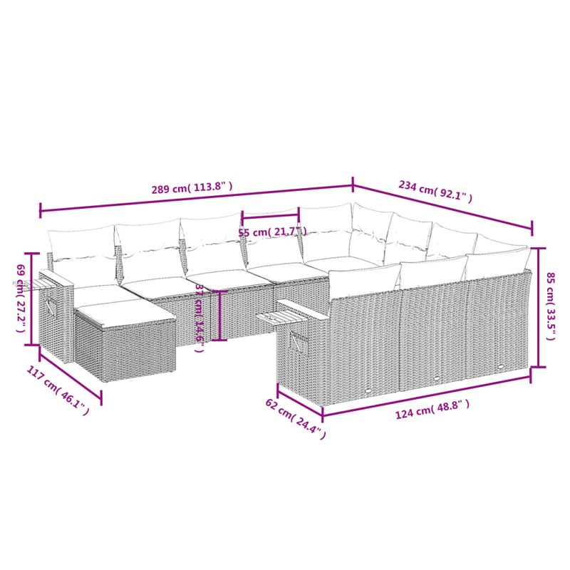 Casa si Gradina - Gradina si terasa - Mobilier exterior - Seturi mobila gradina - Set canapele de gradina cu perne, 11 piese, bej, poliratan - Infinity.ro