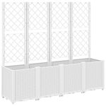 Casa si Gradina - Gradinarit si plante - Plante si ghivece - Ghivece si suporturi - Jardiniera de gradina cu spalier, alb, 160x40x140 cm PP - Infinity.ro