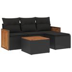 Casa si Gradina - Gradina si terasa - Mobilier exterior - Seturi mobila gradina - Set mobilier de gradina cu perne, 5 piese, negru, poliratan - Infinity.ro