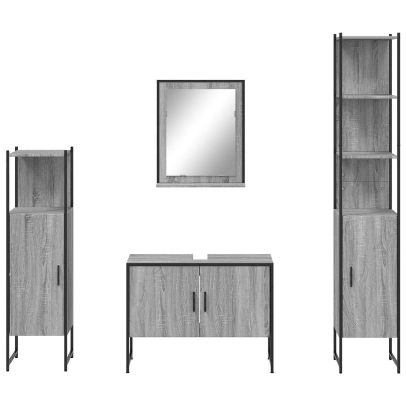 Casa si Gradina - Mobilier - Seturi de mobilier - Seturi baie - Set dulapuri de baie, 4 piese, gri sonoma, lemn prelucrat - Infinity.ro