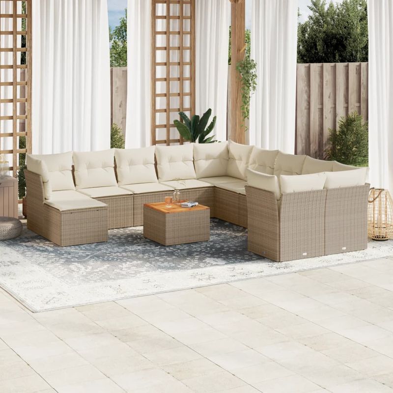 Casa si Gradina - Gradina si terasa - Mobilier exterior - Seturi mobila gradina - Set canapele de gradina cu perne, 12 piese, bej, poliratan - Infinity.ro