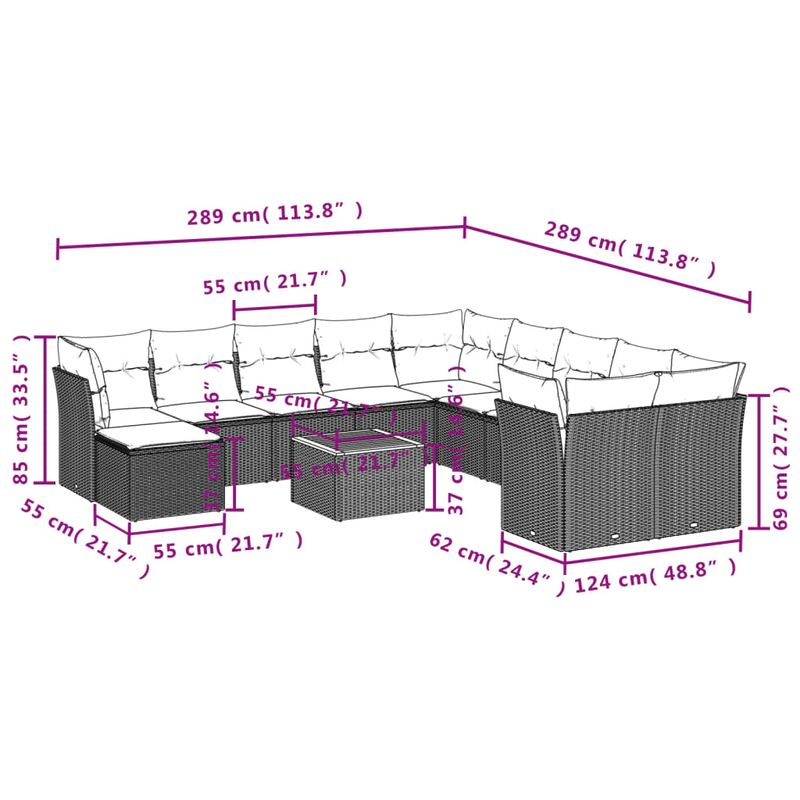 Casa si Gradina - Gradina si terasa - Mobilier exterior - Seturi mobila gradina - Set canapele de gradina cu perne, 12 piese, bej, poliratan - Infinity.ro