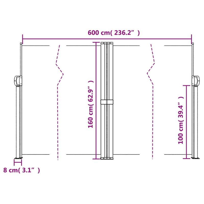 Casa si Gradina - Gradina si terasa - Umbrele si pavilioane - Umbrele - Copertina laterala retractabila, antracit, 160 x 600 cm - Infinity.ro