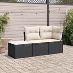Casa si Gradina - Gradina si terasa - Mobilier exterior - Seturi mobila gradina - Set mobilier de gradina cu perne, 3 piese, negru, poliratan - Infinity.ro